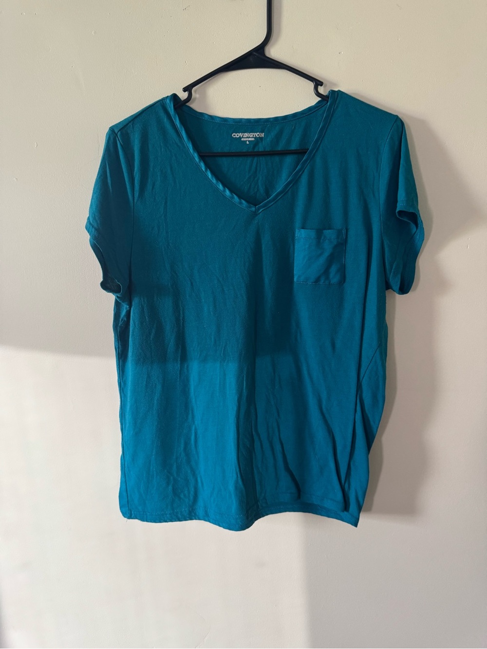 Covington Teal V-Neck Pocket Tee Size Large | Casual Basic Top